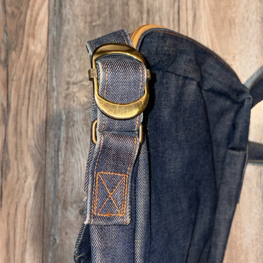 Vintage 60s 70s Levi Strauss Co Denim Crossbody Messenger Bag Dark Indigo Buckle